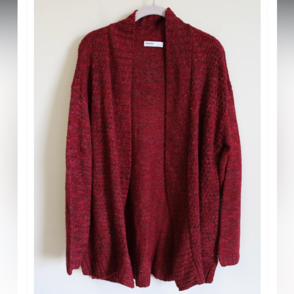 Sonoma Dark Red Knit Cardigan
